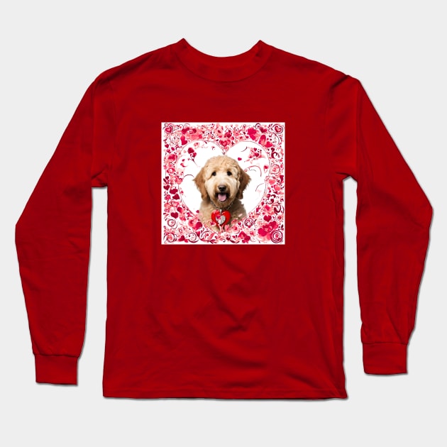 Goldendoodle Be Mine Valentine Long Sleeve T-Shirt by Doodle and Things